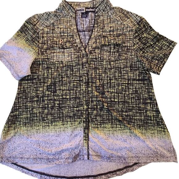 Jamie Sadock Womens Short Sleeve Athletic Golf Polo Top Multicolor Size Medium - Picture 11 of 12